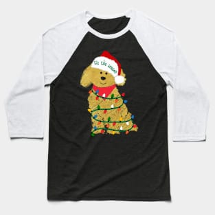 Cute Christmas Golden Doodle Puppy Baseball T-Shirt